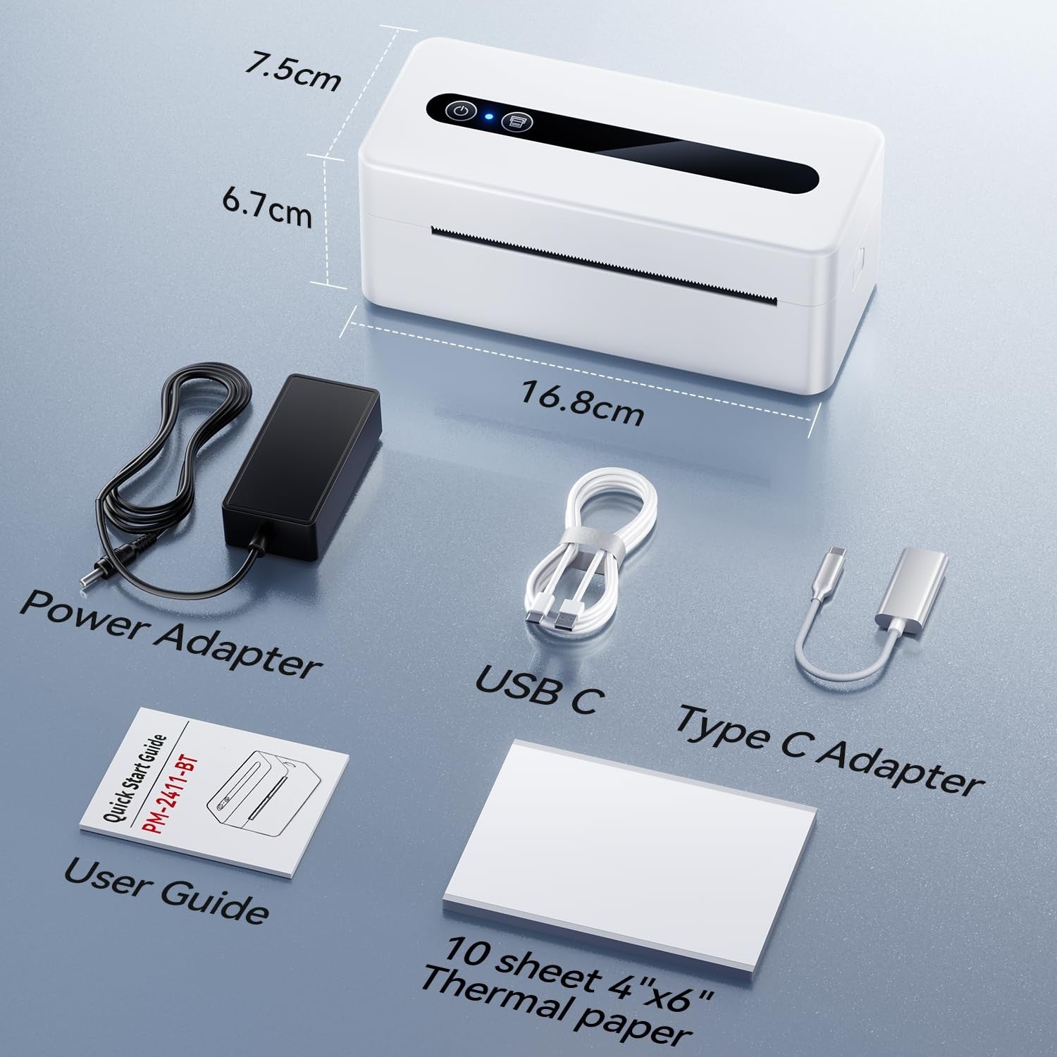 4x6 Bluetooth Shipping Label Printer Thermal USB White