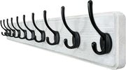 Wall Mounted Coat Rack 10 Hooks | 98cm Wooden Hanging Hook Rail Black/White