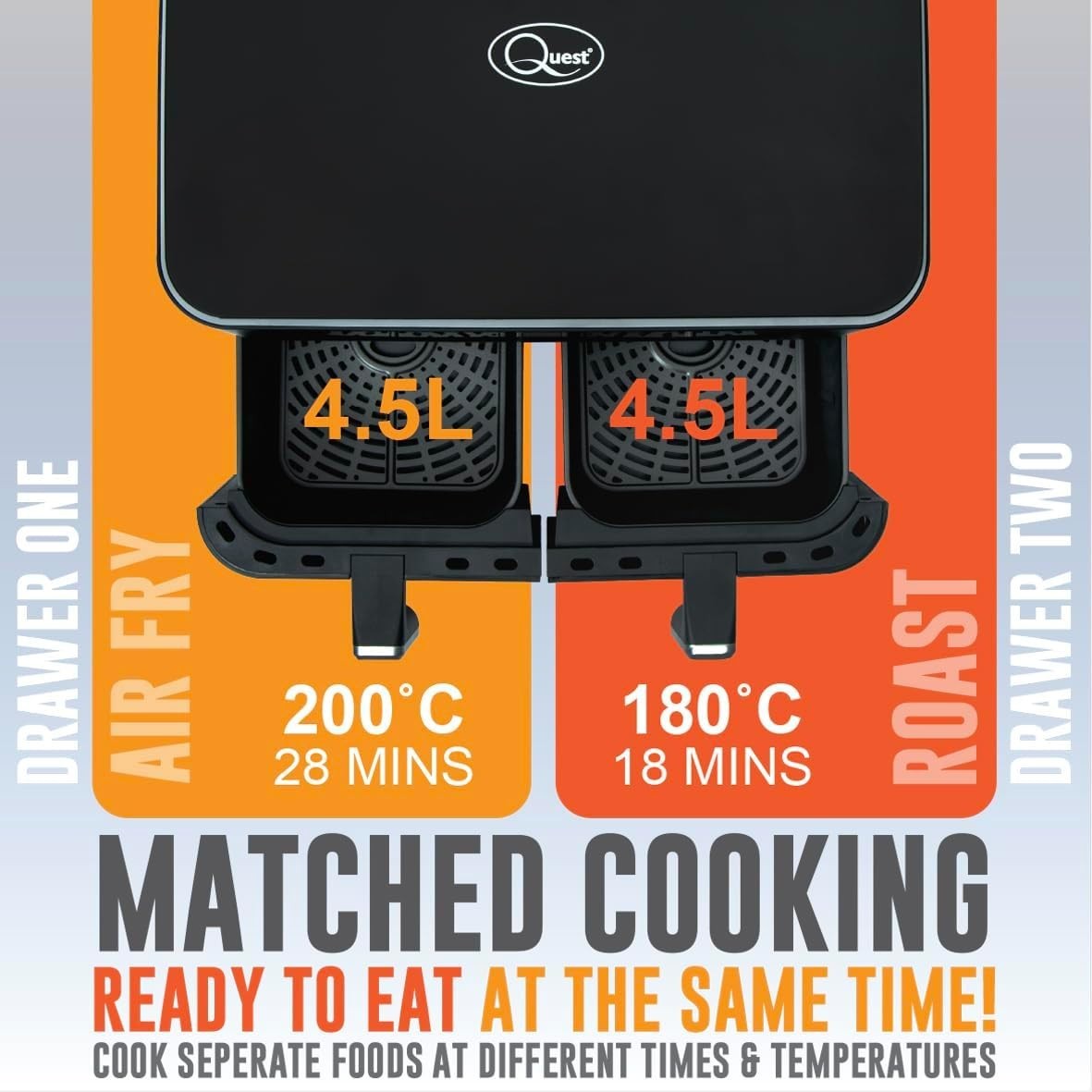 Dual Air Fryer 9L | Twin Zone, Presets, LED Touch, Non-Stick, 60-Min Timer