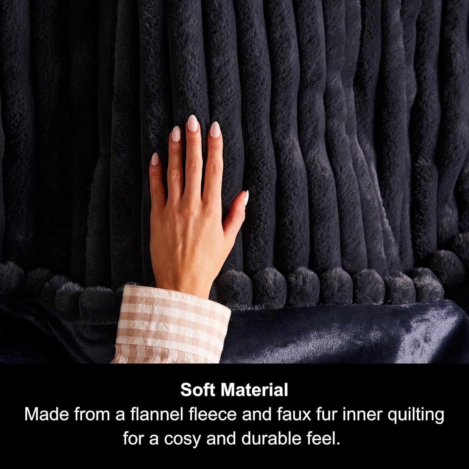 Electric Heated Throw Navy Blanket 160x130cm Teddy Fleece 9 Heat Washable