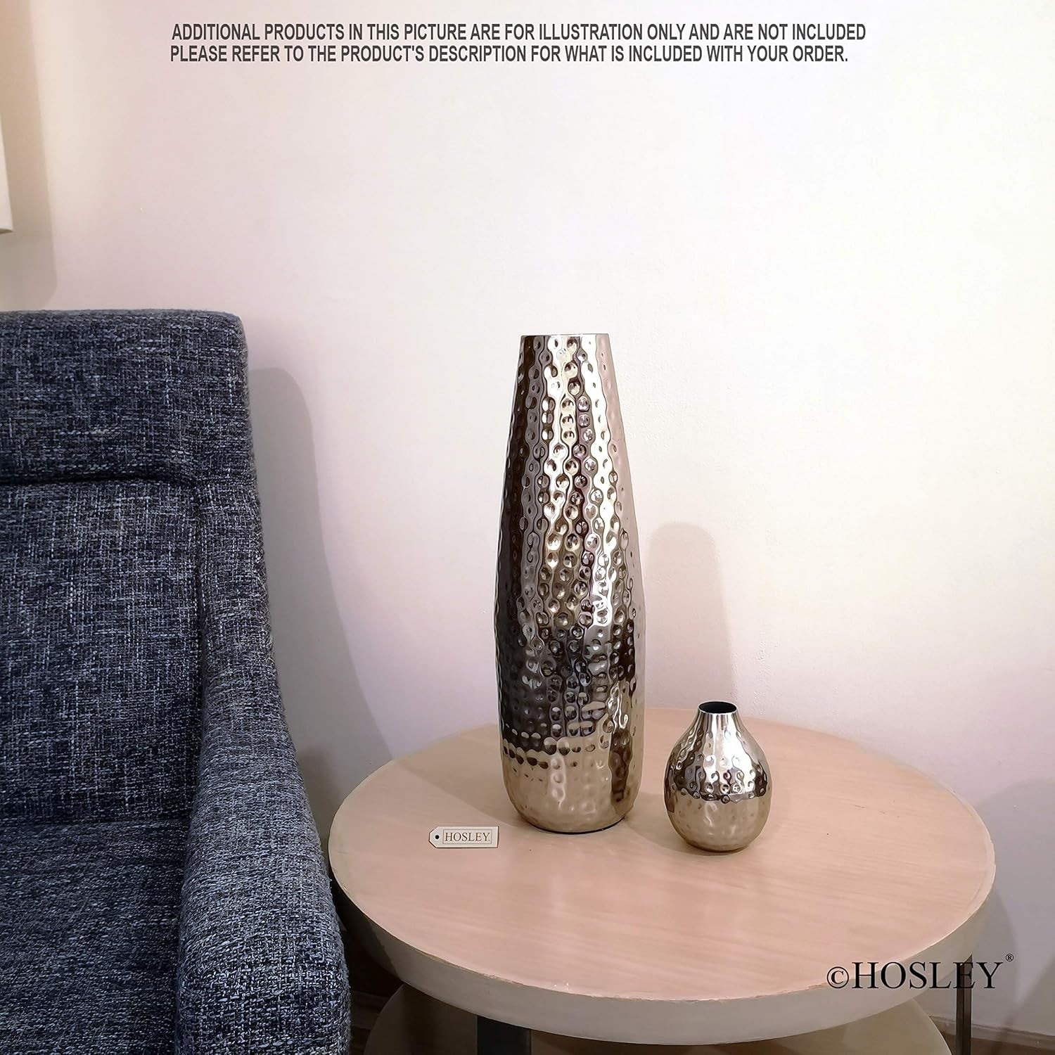 16.5 Inch Silver Metal Floor Vase Hammered Tall Teardrop Home Decor