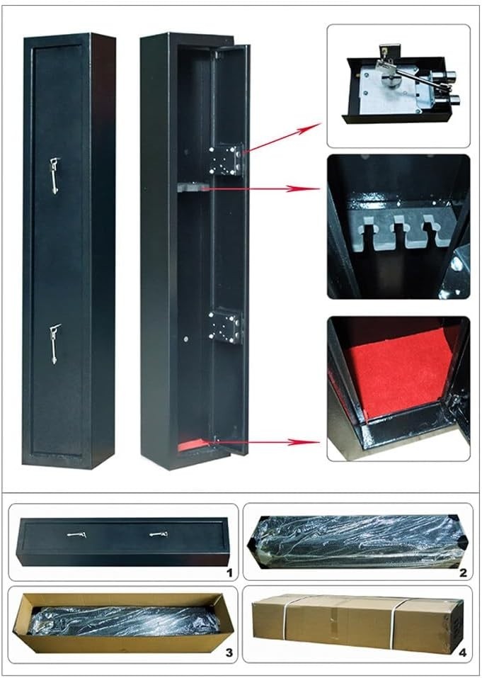 Secure 3-Gun Rifle & Shotgun Safe with 7-Level Lock, Black, 130x20x25cm