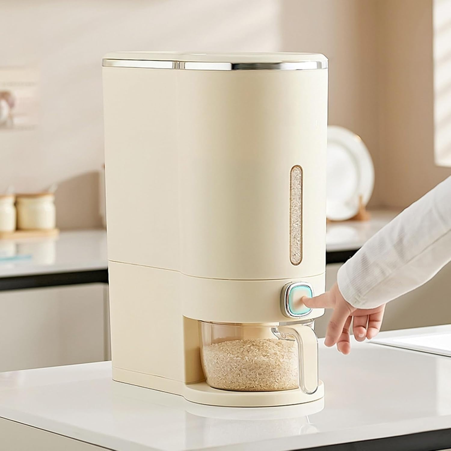 10KG Rice Dispenser Airtight Grain Storage Container Press Sealed Bin