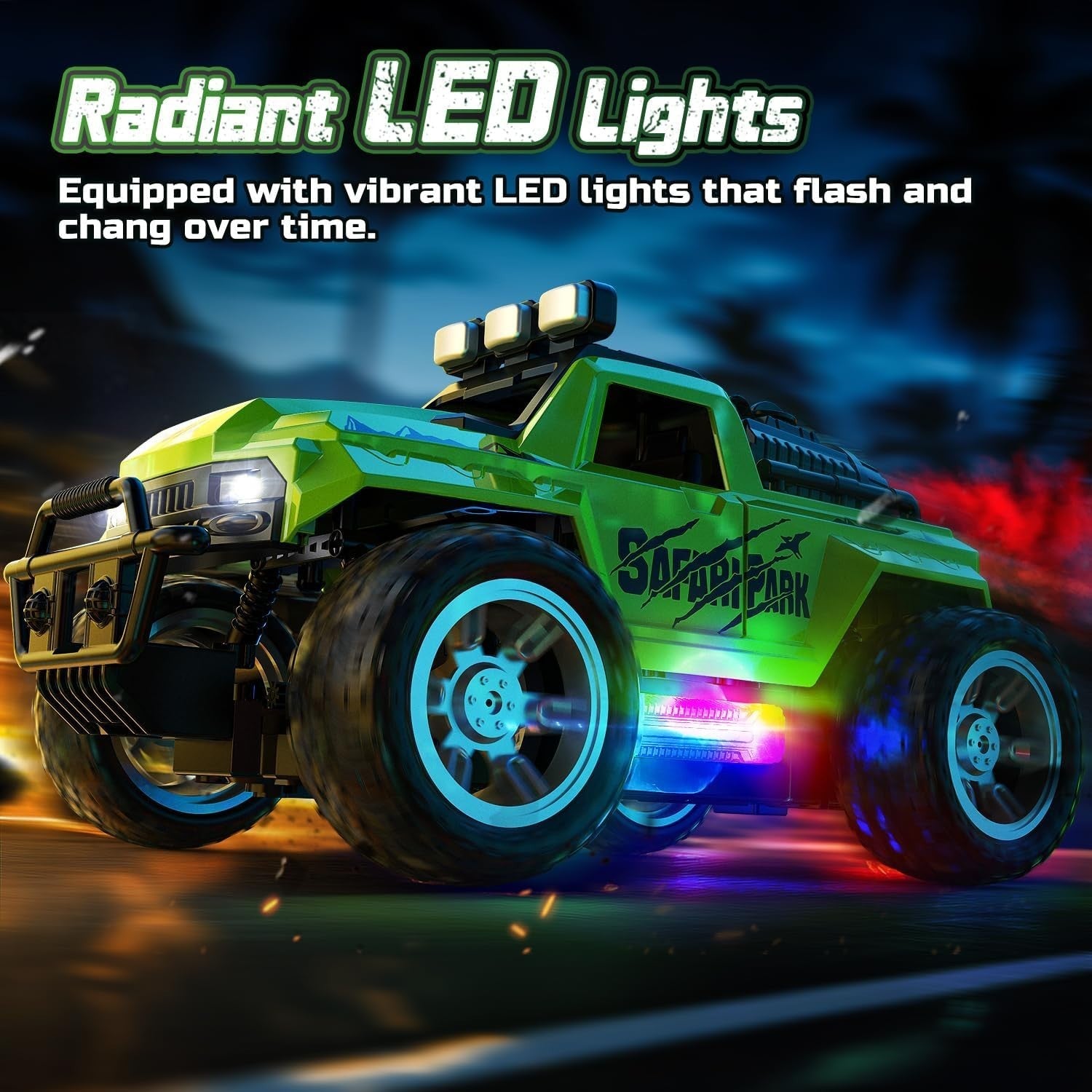 1:18 RC Car Fog Mist LED Lights 4WD Monster Truck Off-Road Toy Kids 8+