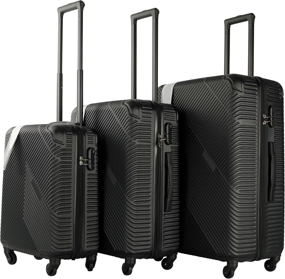 3PC Hard Shell Luggage Set 20 24 28 Inch Spinner Wheels Lock Black