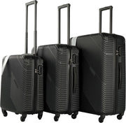 3PC Hard Shell Luggage Set 20 24 28 Inch Spinner Wheels Lock Black