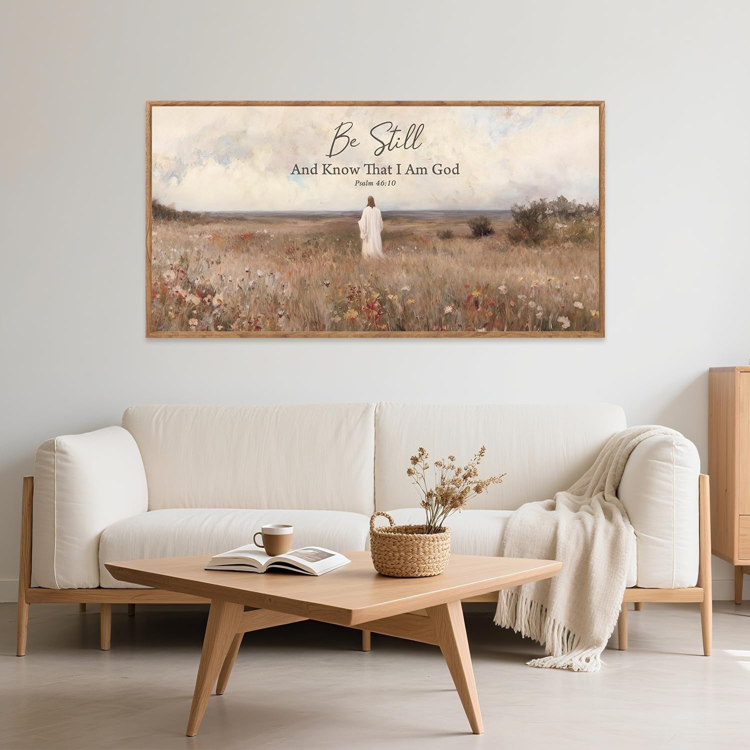 Be Still and Know God Wall Art Framed Canvas Christian Bible Verse 20x40