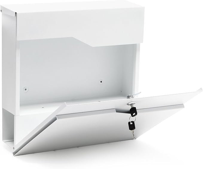 Lockable Wall Mounted Mailbox with Newspaper Slot Durable Steel Postbox