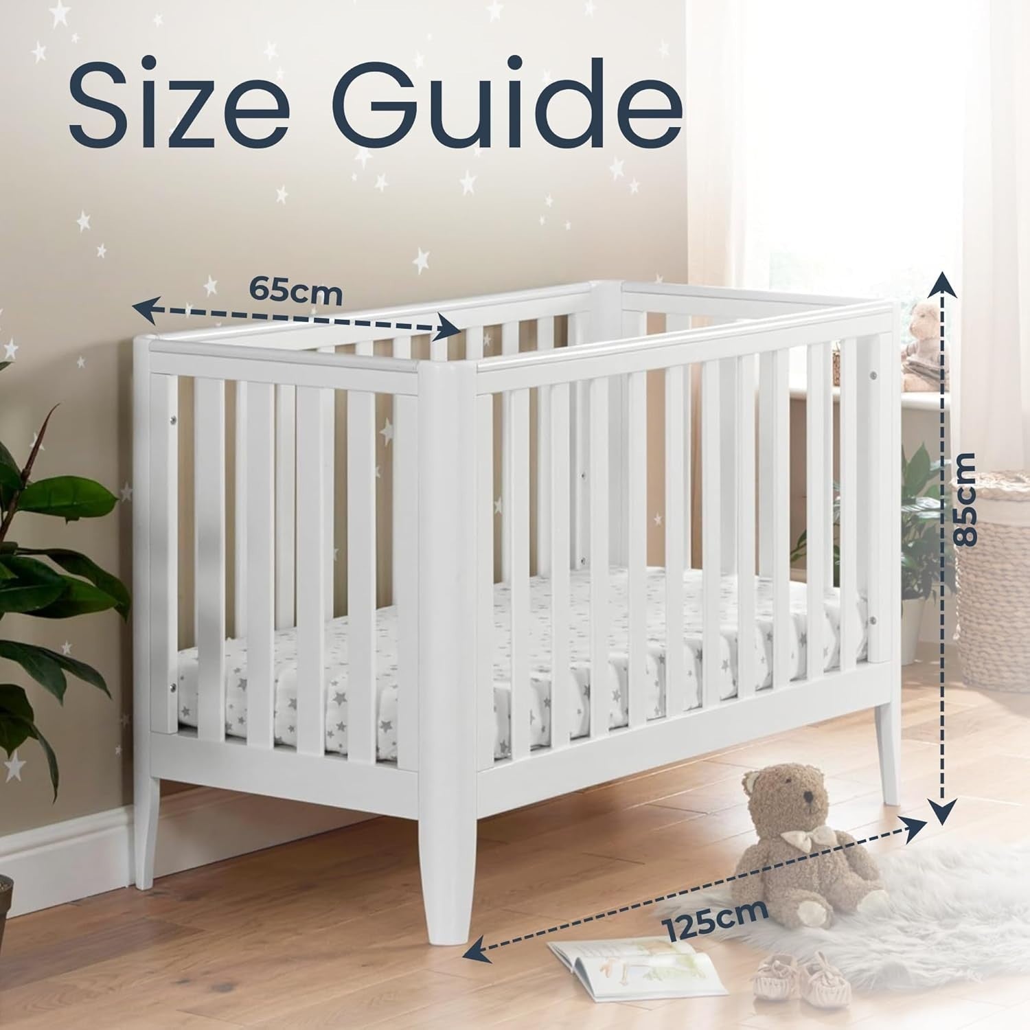 Convertible Mini Toddler Bed Baby Cot Bed and Sofa Adjustable Height Grey