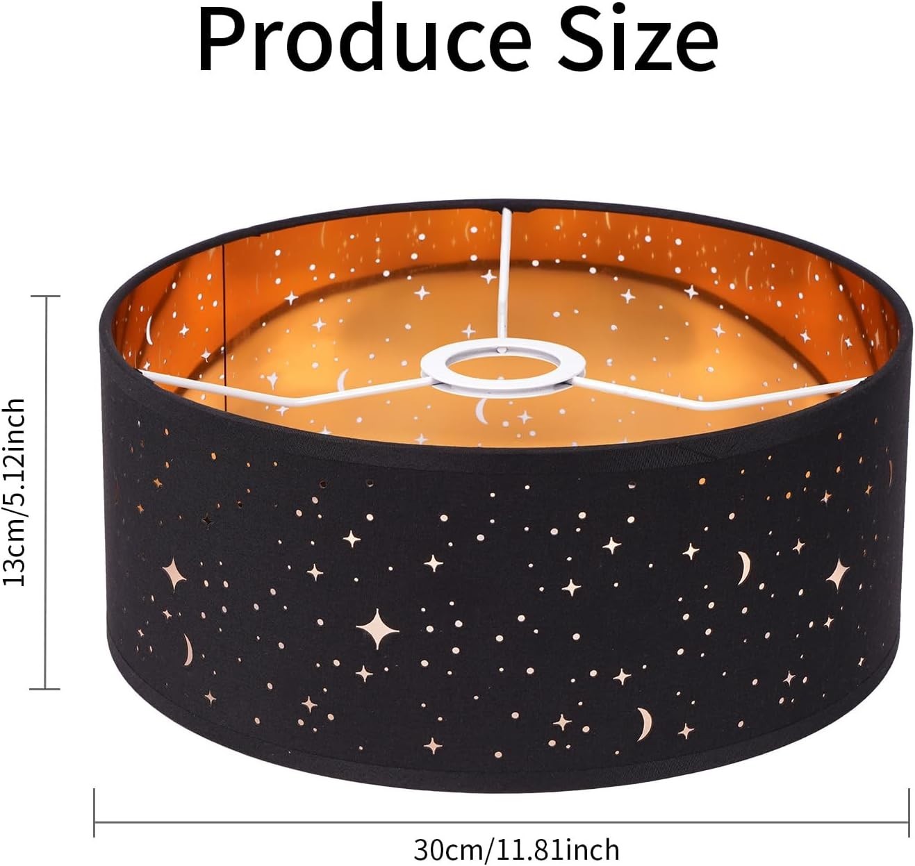 Black Star Cut Lampshade Gold Lined Modern Ceiling Pendant Light