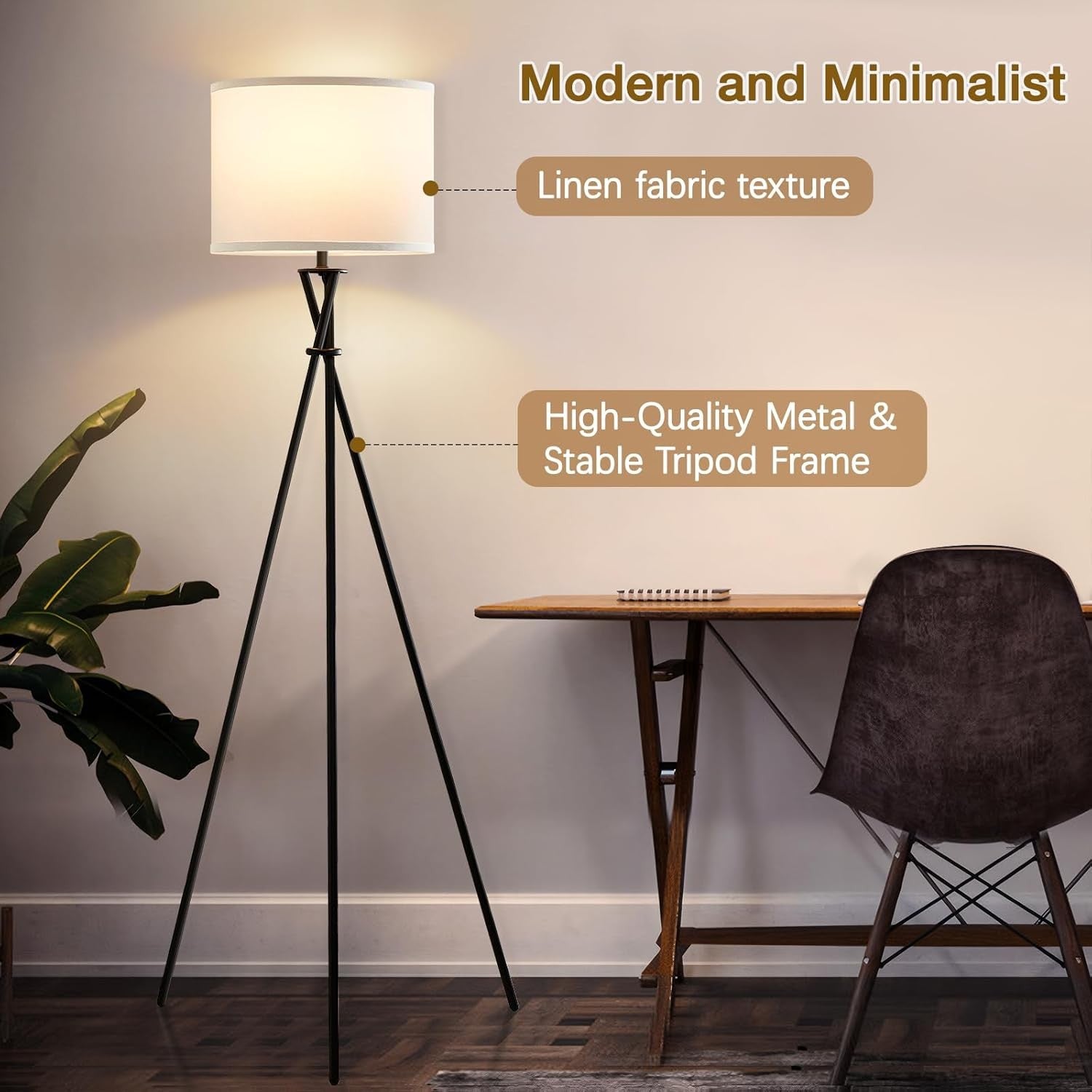 Tripod Floor Lamp Standing Light with Foot Switch Modern Living Room