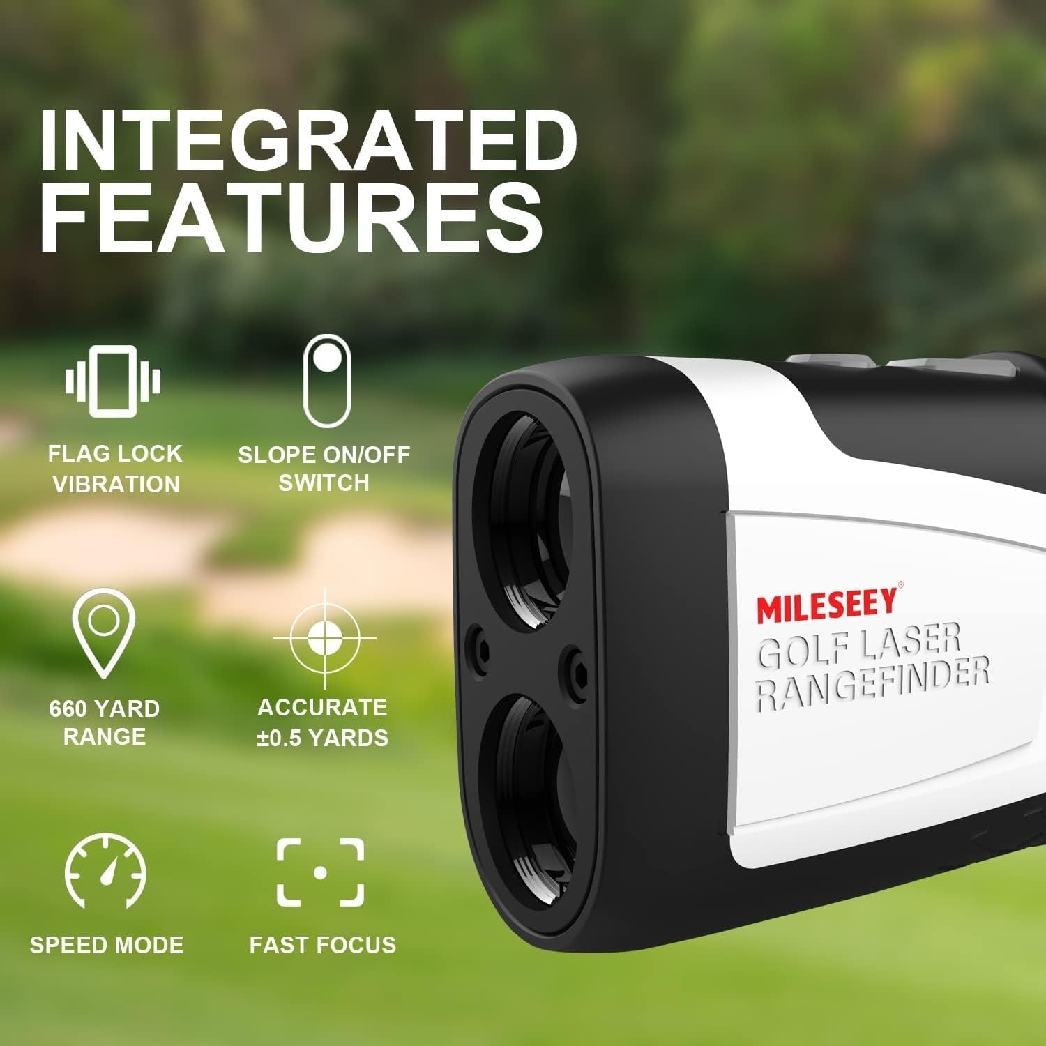 Golf Rangefinder 1100Y Slope On Off Flag Vibration 6X Accuracy