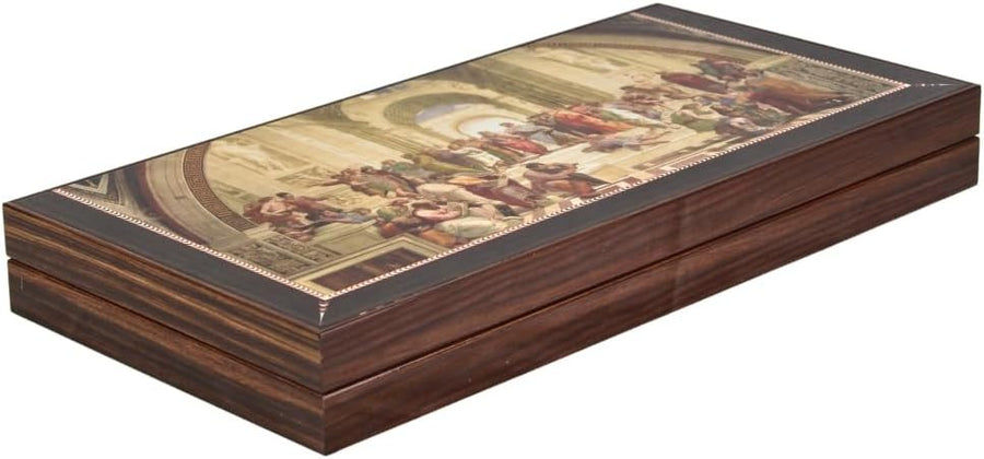 Wooden Backgammon Set 19 Inch Folding Board Classic Strategy Game Case