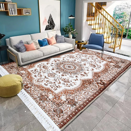 Beige Vintage Area Rug 200x290cm Distressed Low Pile Large Living Room Carpet