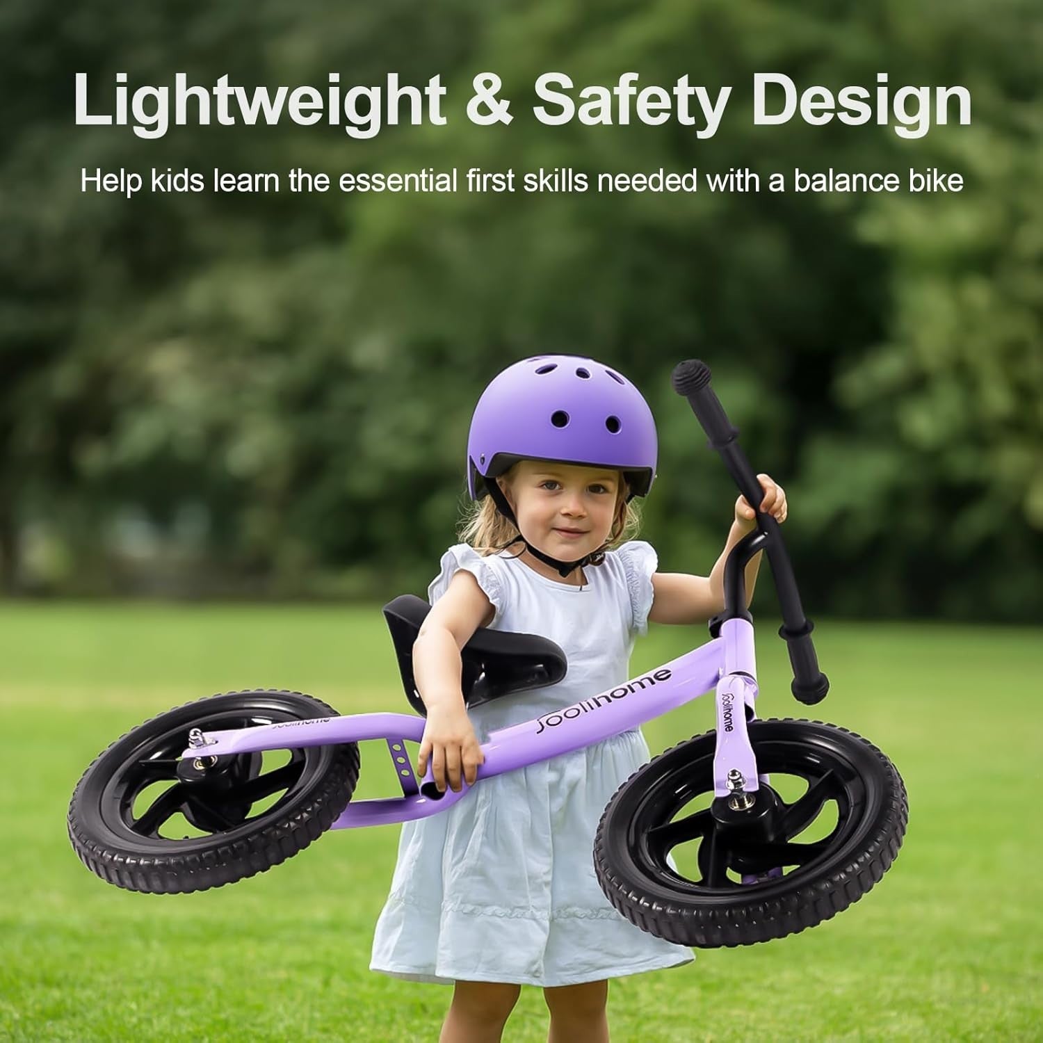 12" Kids Balance Bike Adjustable Seat Handlebar No Pedal Toddler Bike Purple