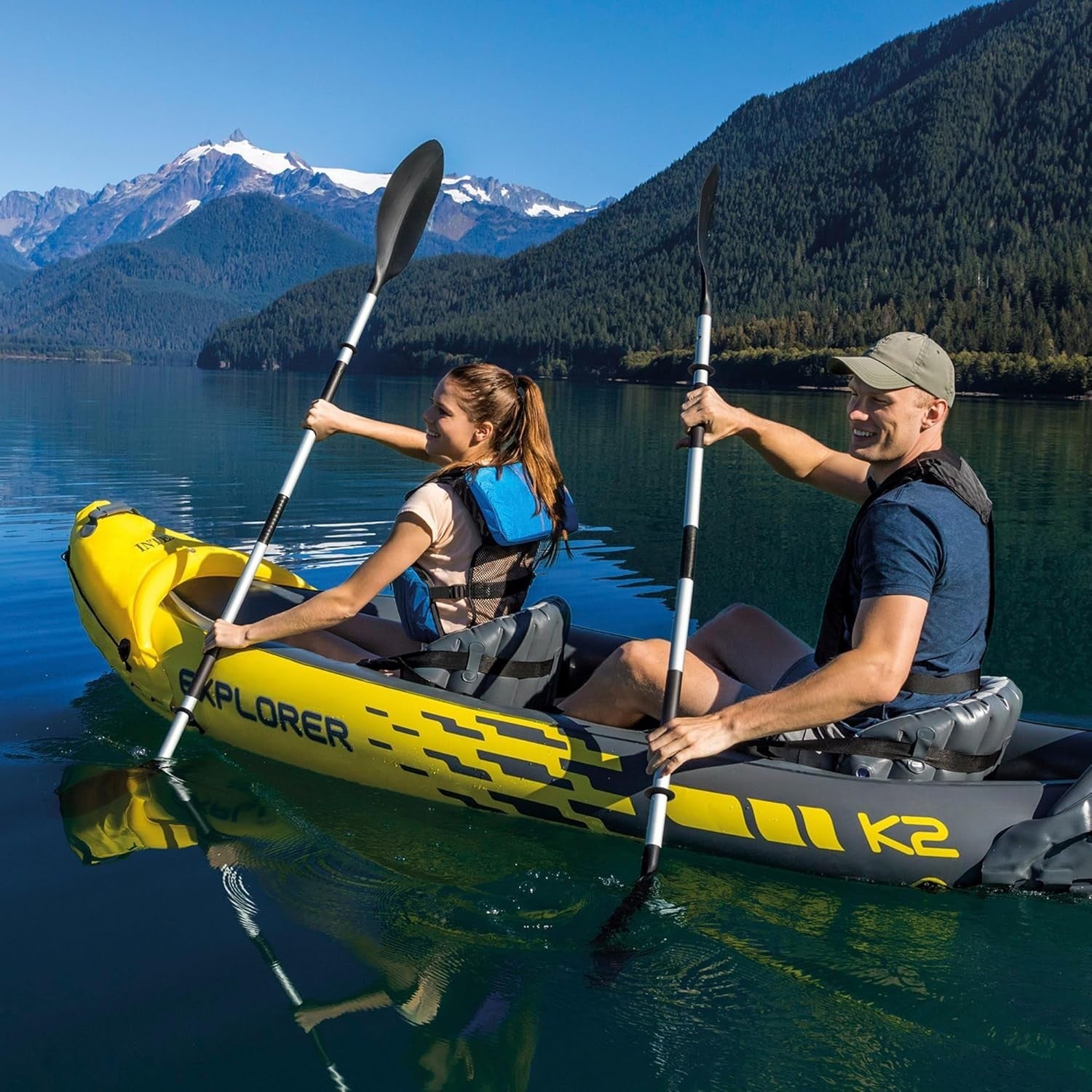 2 Person Inflatable Kayak Set w/ Aluminum Oars Air Pump Red