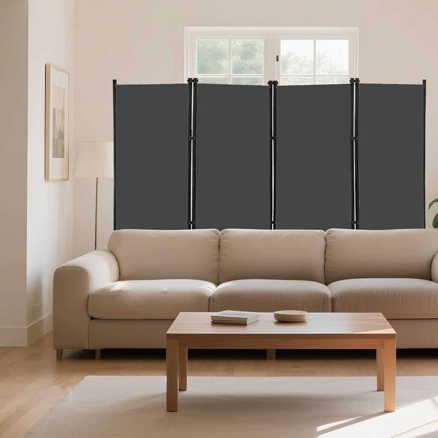 4 Panel Room Divider Screen Freestanding Privacy Partition 203x183cm Grey