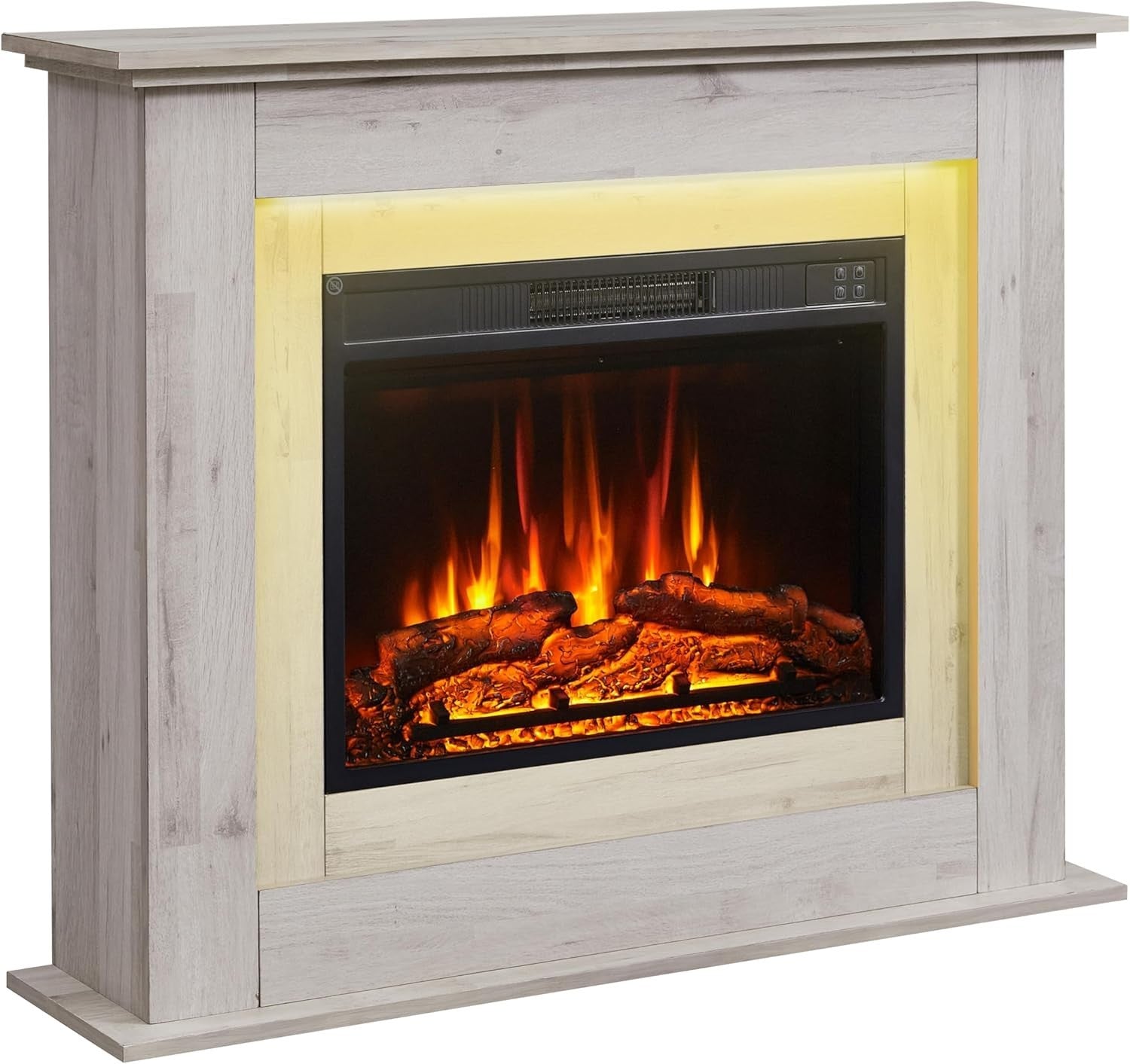 50" Electric Fireplace Heater 2000W Freestanding Realistic Flame LED