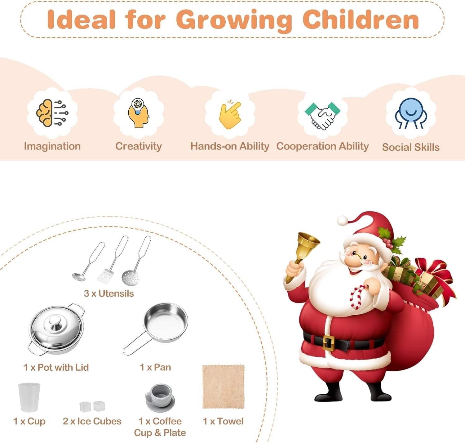 Kids Wooden Play Kitchen Lights Sounds Coffee Machine Ice Maker Toy