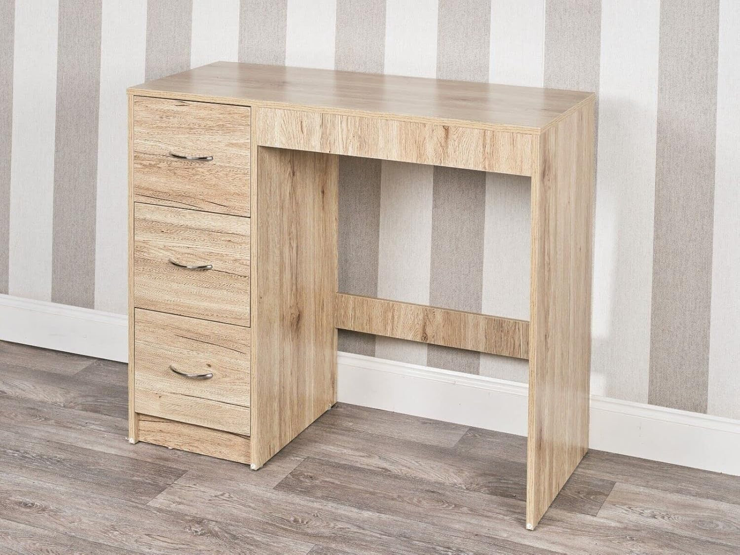 3 Drawer Chest of Drawers Oak Wood Bedroom Storage Cabinet Sturdy Flat Pack