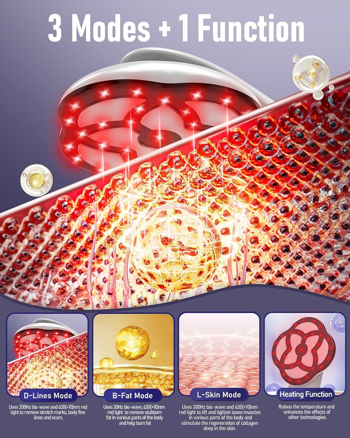 Portable Anti-Cellulite Massager with Heat, 15 Intensity Levels for Body Pain