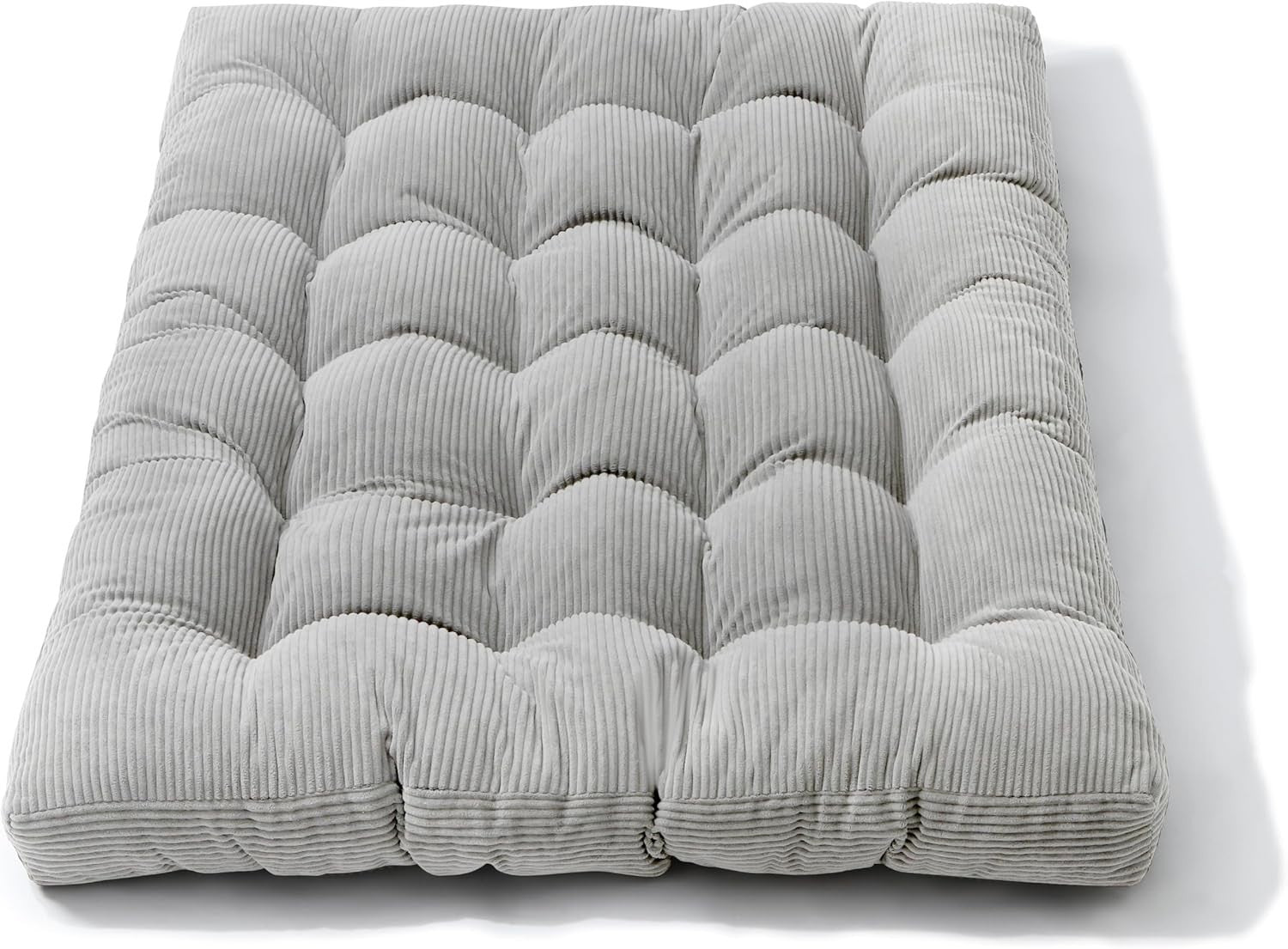 Double Folding Futon Mattress - Thick Foam, Corduroy Fabric, Floor & Sofa Bed