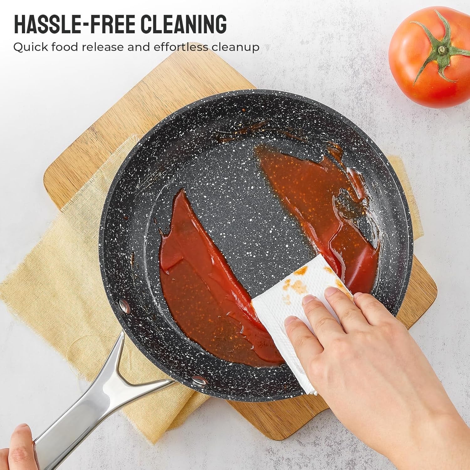 10Pcs Grey Non Stick Induction Cookware Set with Frying Pans & Glass Lids