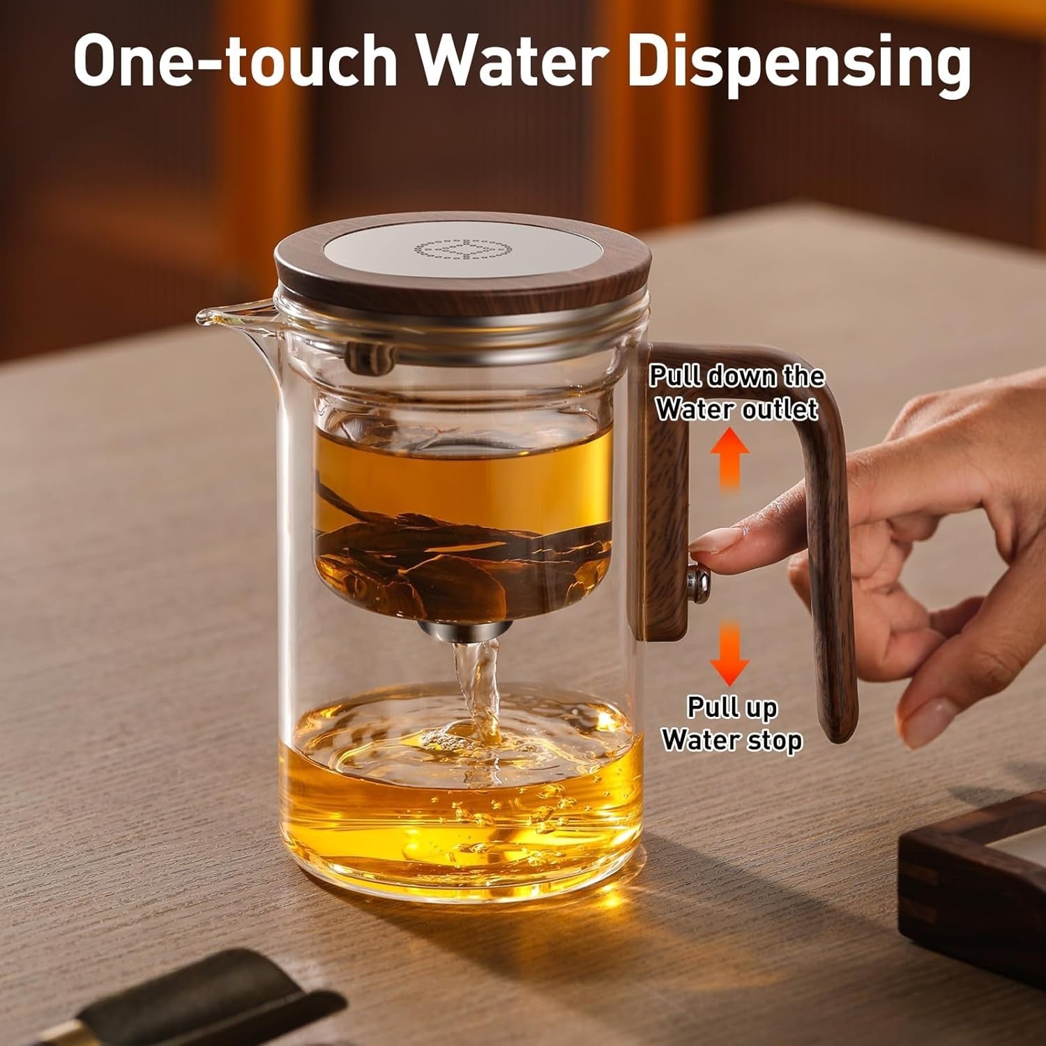 Glass Teapot with Infuser 600ml Tea Water Separation Tea Coffee Pot