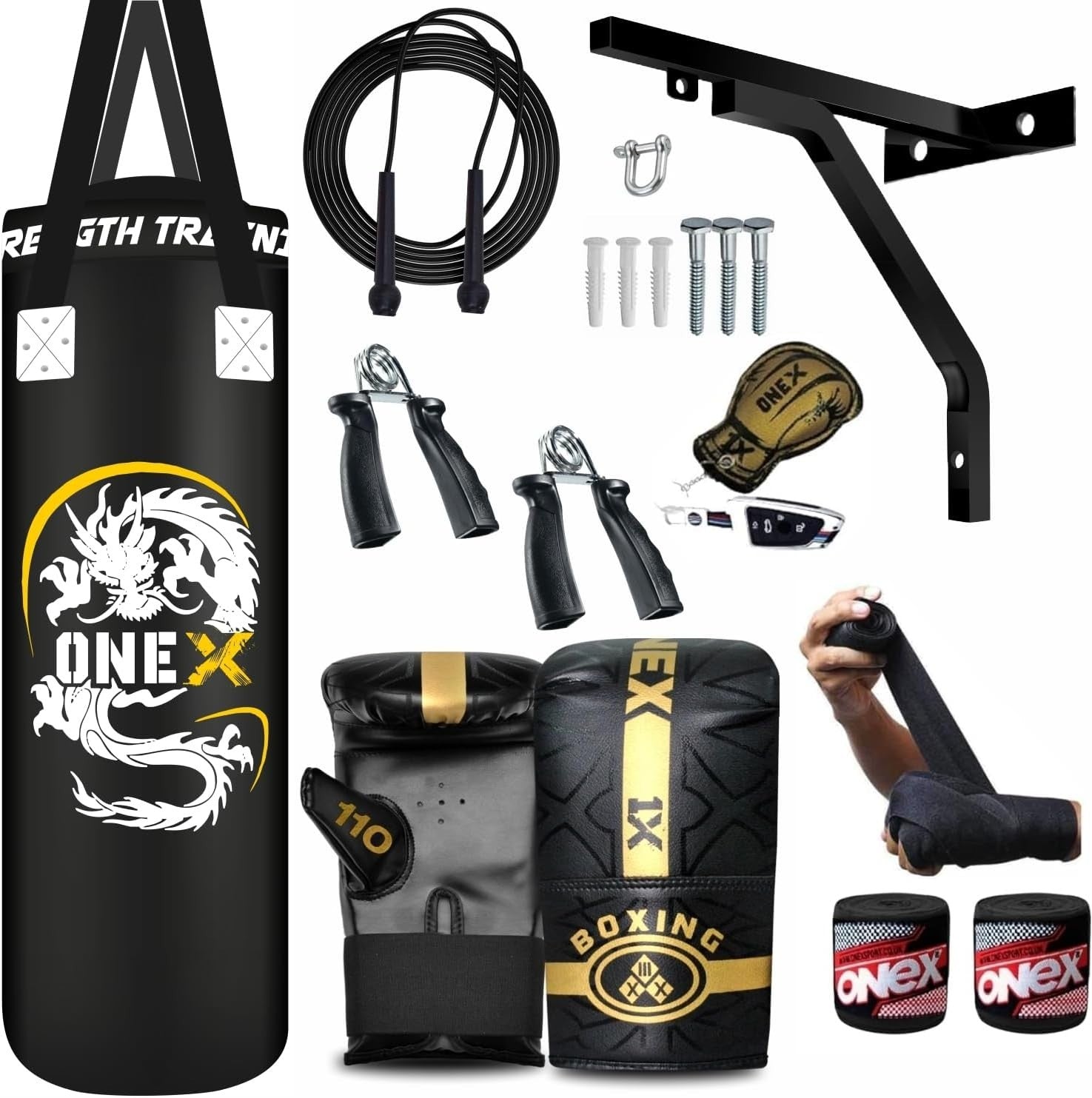 Heavy Duty Boxing Punching Bag Filled Set 3ft 4ft 5ft MMA Kickboxing
