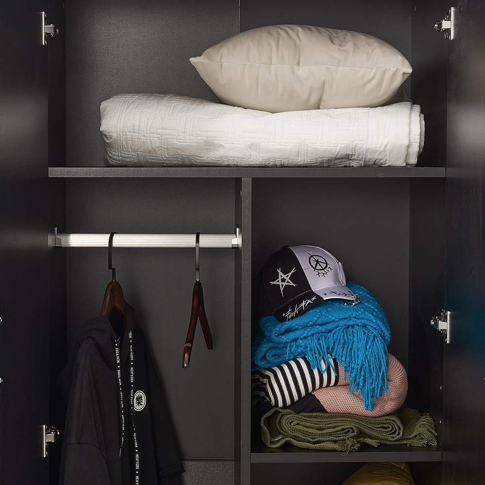 2 Door Wardrobe with Drawers & Hanging Rail | Modern Black Bedroom Storage