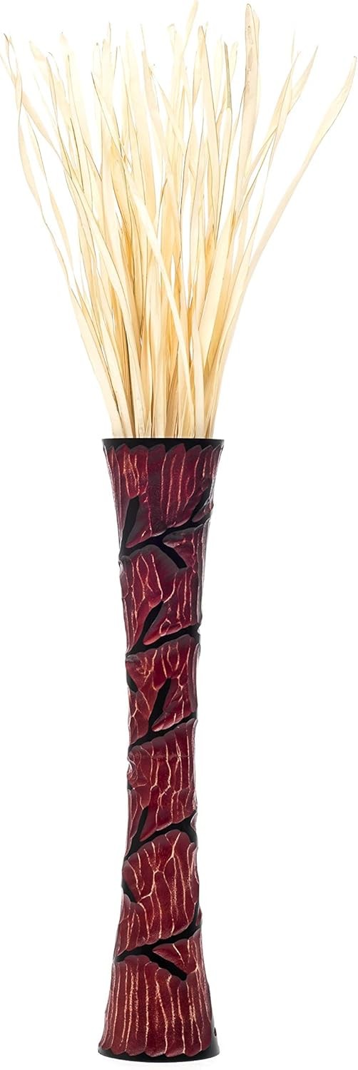 Tall Red Wooden Floor Vase 85cm Farmhouse Decor Pampas Grass Stand