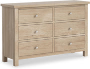 6 Drawer Washed Oak Chest – Solid Wood Storage, Bedroom & Hallway Organizer