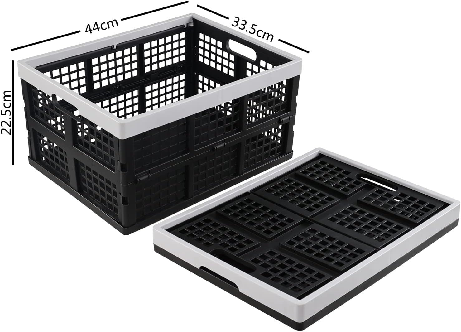 3 Pack 30L Foldable Storage Crates Collapsible Plastic Boxes