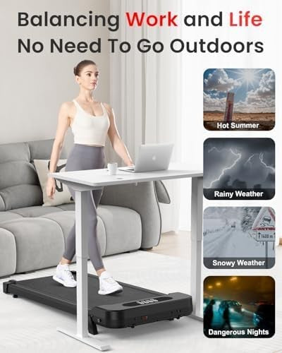 Compact Walking Pad Treadmill 1-8KM/H Portable Under Desk with Incline