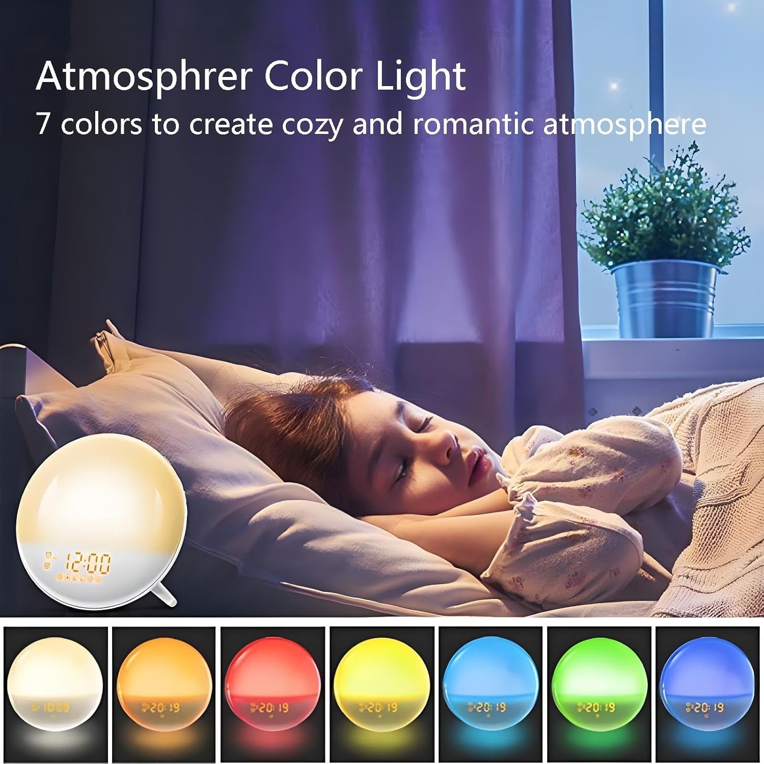 Sunrise Alarm Clock Wake Up Light White Noise FM Radio Dual Alarm