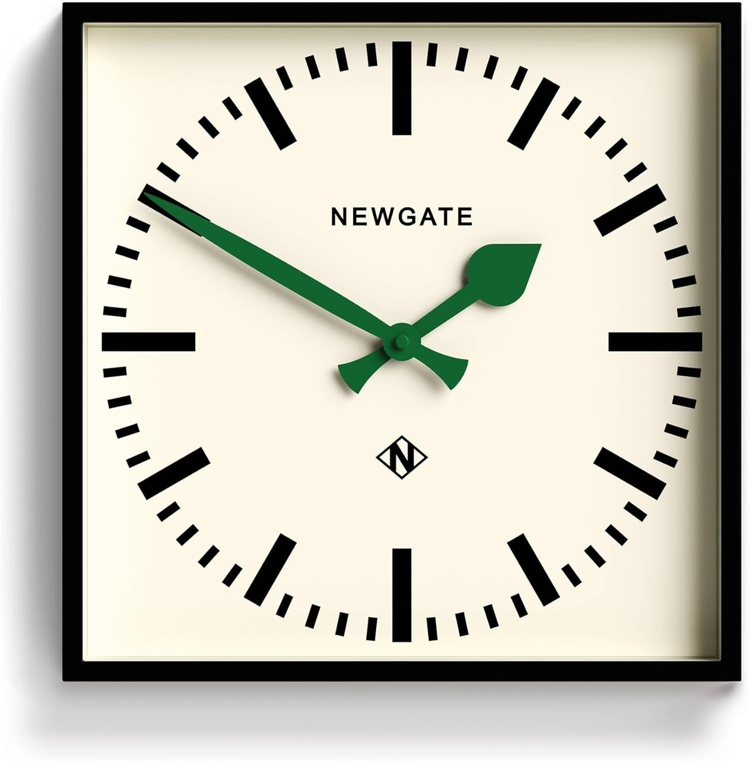 40cm Silent Retro Square Wall Clock Green Hands Modern Kitchen Office Decor