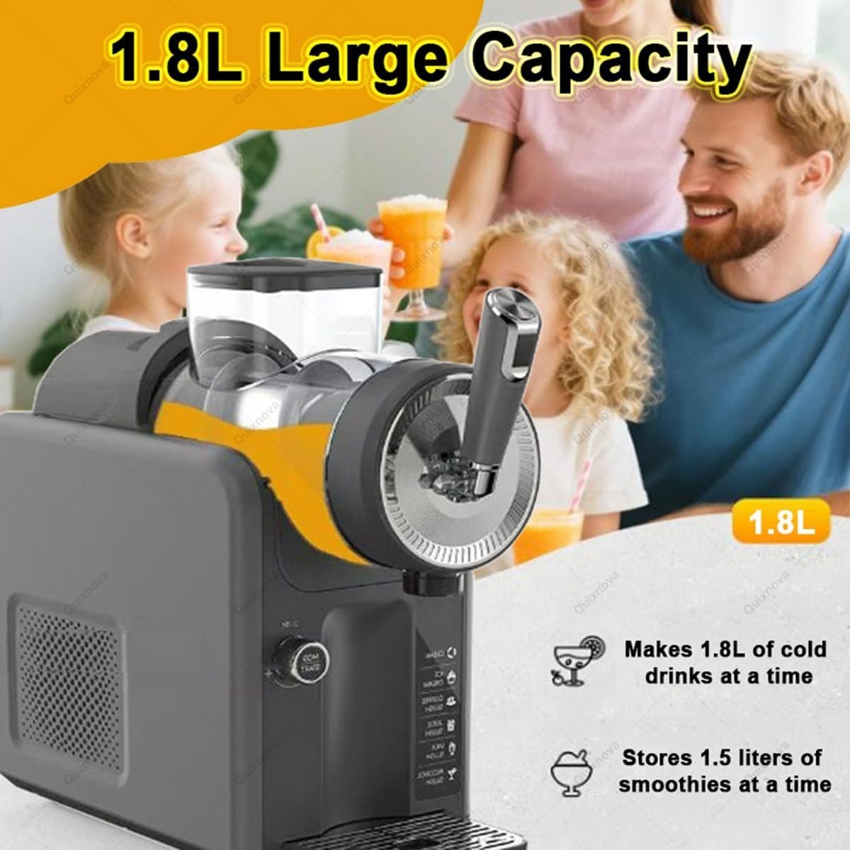 Commercial Slush Machine 1.8L Frozen Drink Maker Auto Clean Presets Quiet