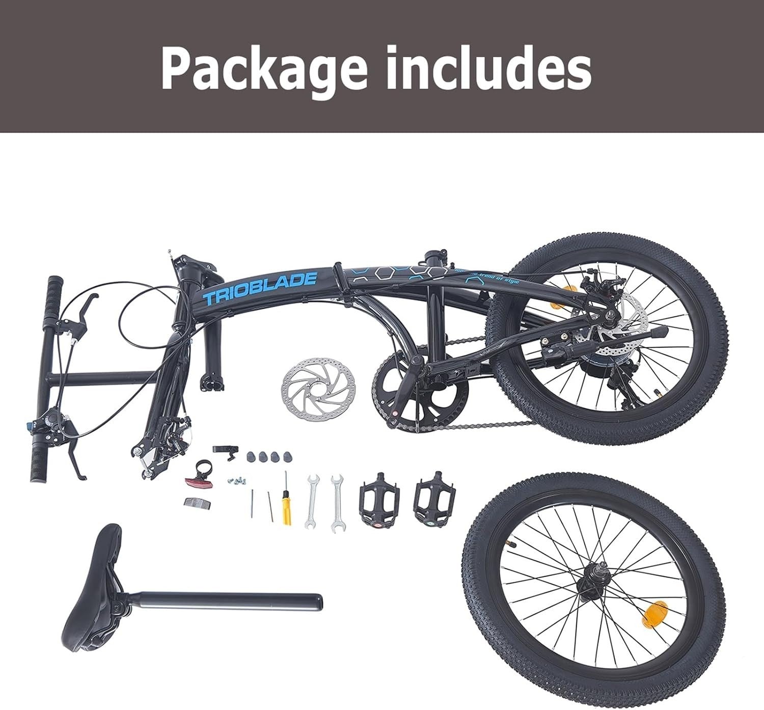 20" Folding Bike Lightweight 7-Speed Shimano Disc Brake Commuter