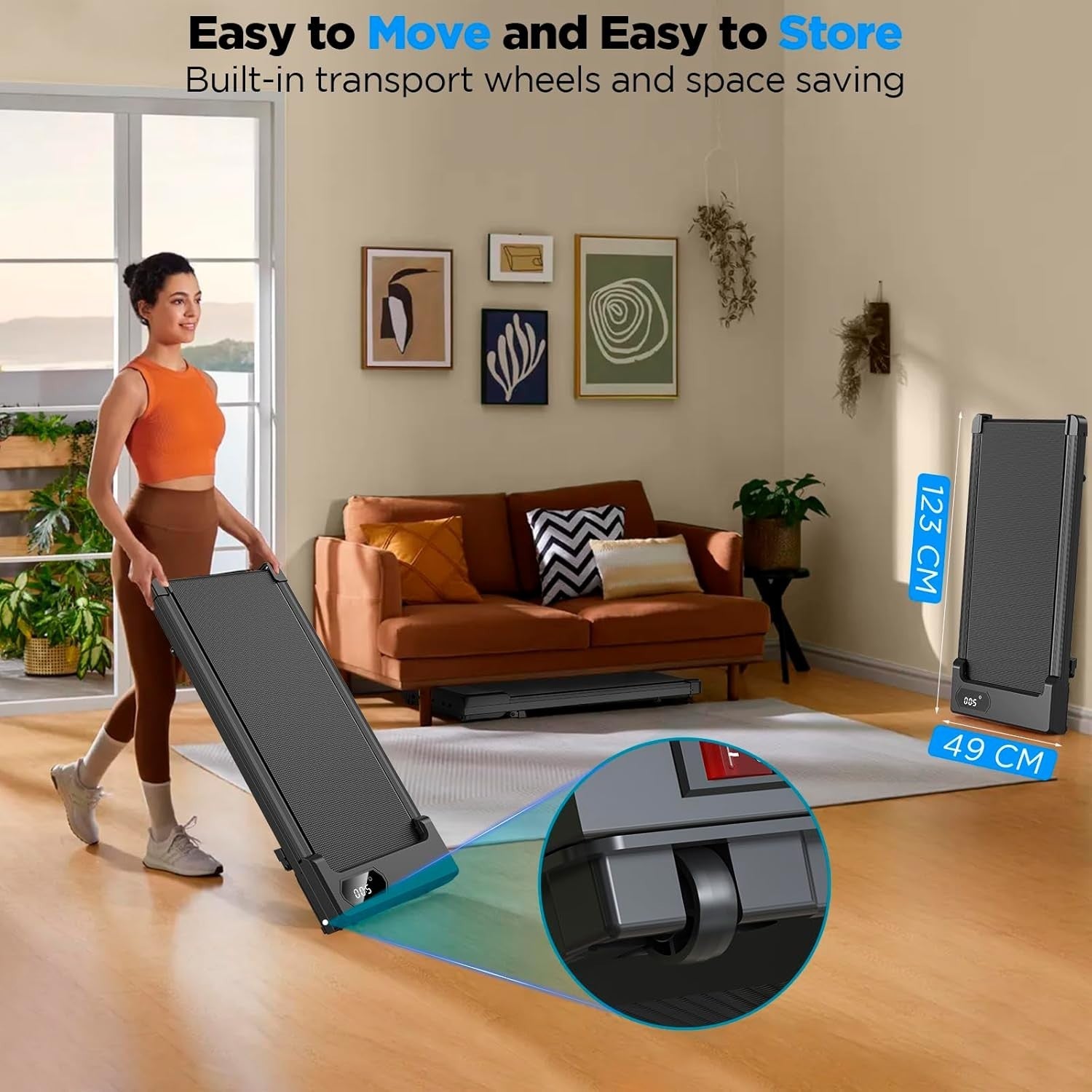 Under Desk Treadmill 5% Incline Portable Walking Pad Home Office LED Display