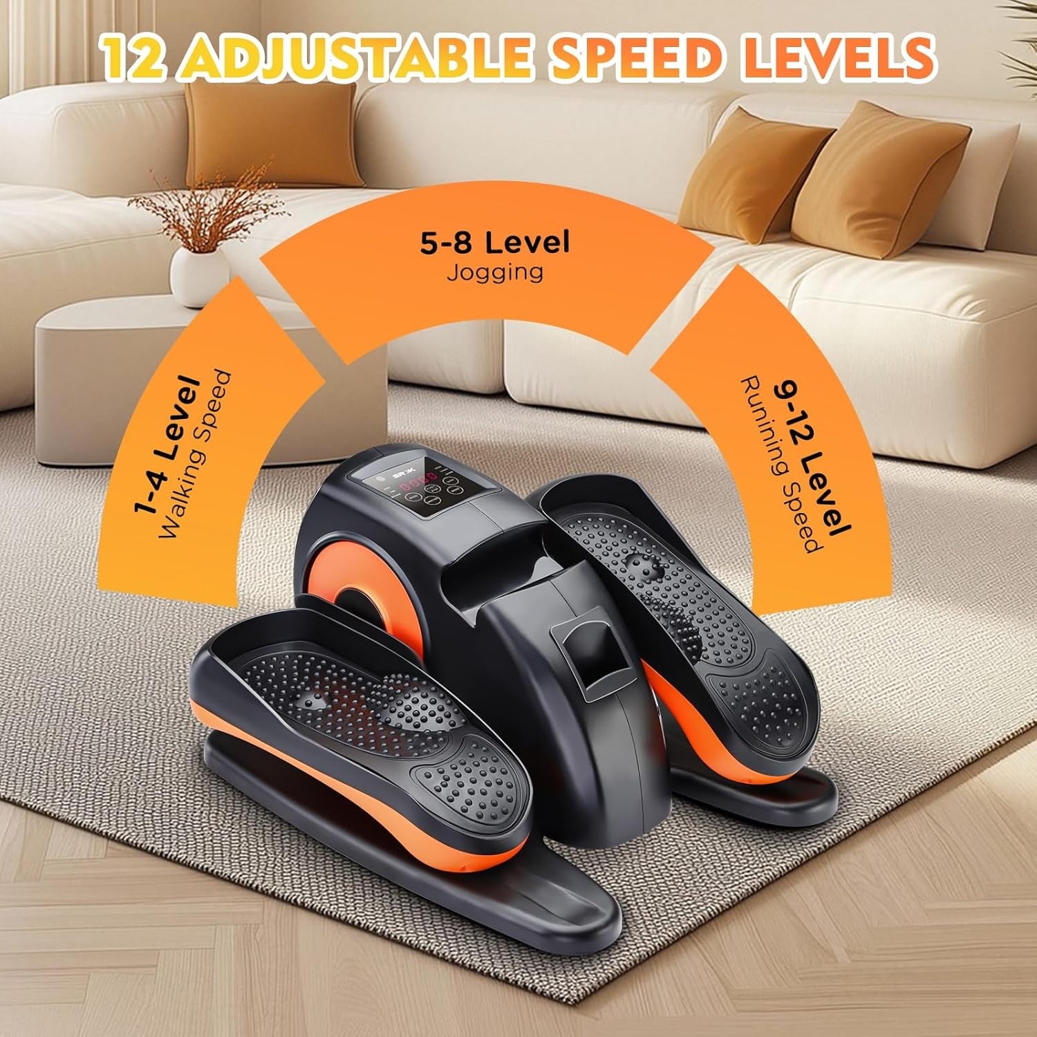 Under Desk Electric Elliptical Leg Exerciser Quiet 12 Speed Seated Pedal