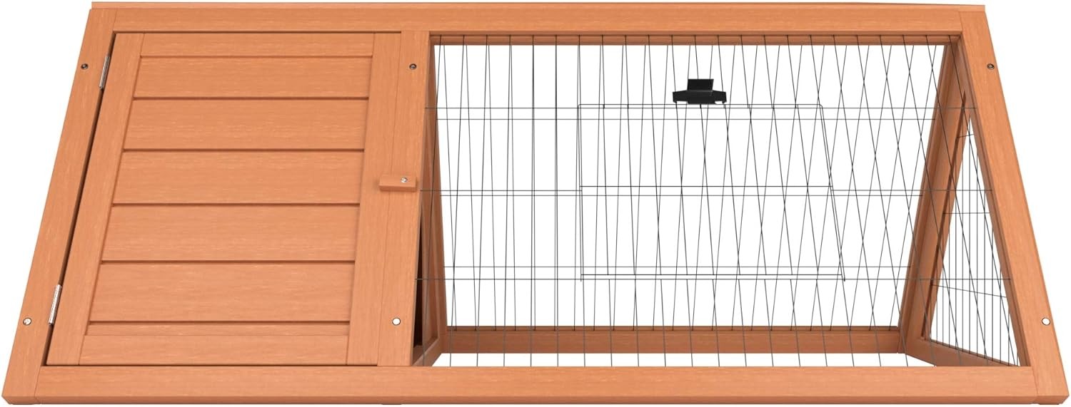 Triangle Rabbit Hutch Outdoor Wooden Guinea Pig Cage Secure Run Enclosure