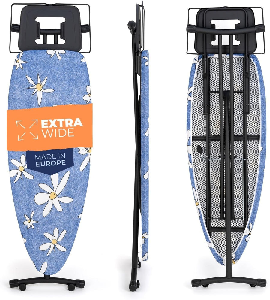 Extra Wide Ironing Board 130x50cm Heavy Duty Adjustable Height Stable