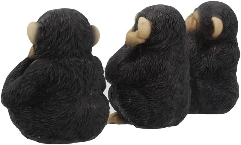 Three Wise Chimp Figurines 8cm Resin Monkey Ornaments See No Hear No Speak Decor