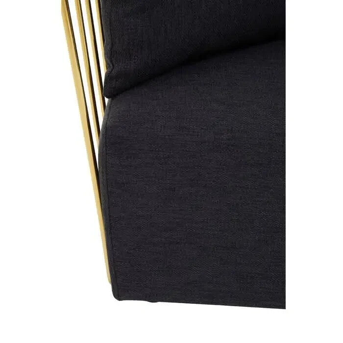 Black Velvet Armchair with Gold Frame Modern Accent Lounge Chair H68cm