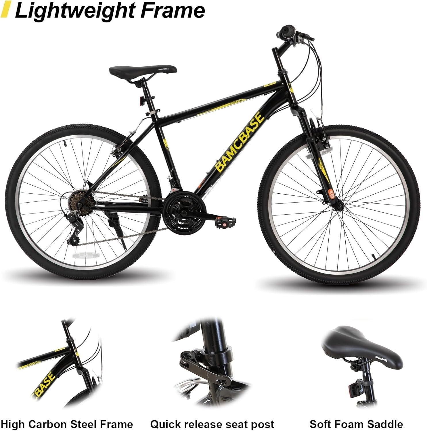 29" Adult Mountain Bike 21 Speed Hardtail MTB V Brake Steel Frame Ride