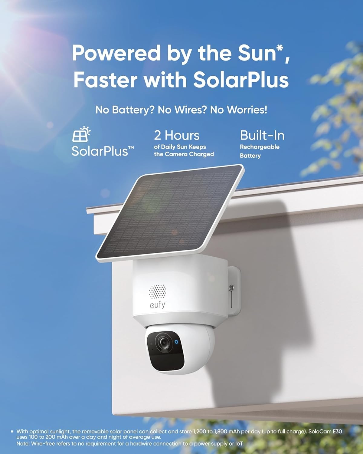 2K Solar Security Camera Outdoor Wireless 360° AI Tracking No Fee