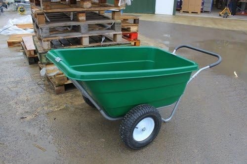 300L Green Twin Wheel Wheelbarrow – Heavy Duty 250kg Load w/ Steel Grip Handle