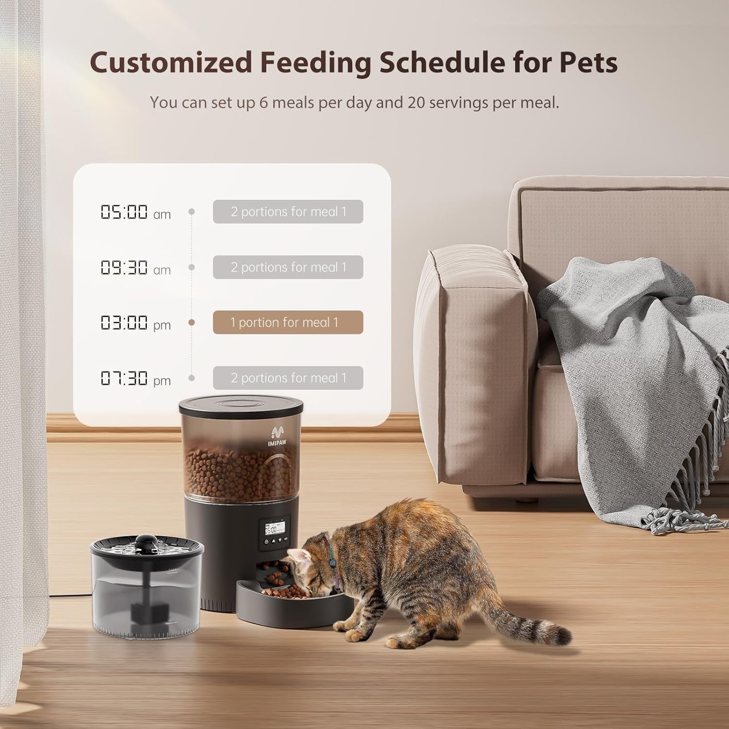 Automatic Cat Feeder & Water Fountain 3L Timer Food Dispenser Black
