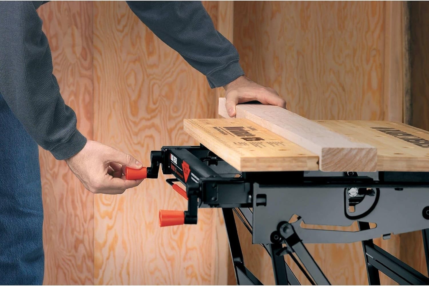 Dual-Height Folding Workbench with One-Hand Clamp System Heavy Duty 250kg