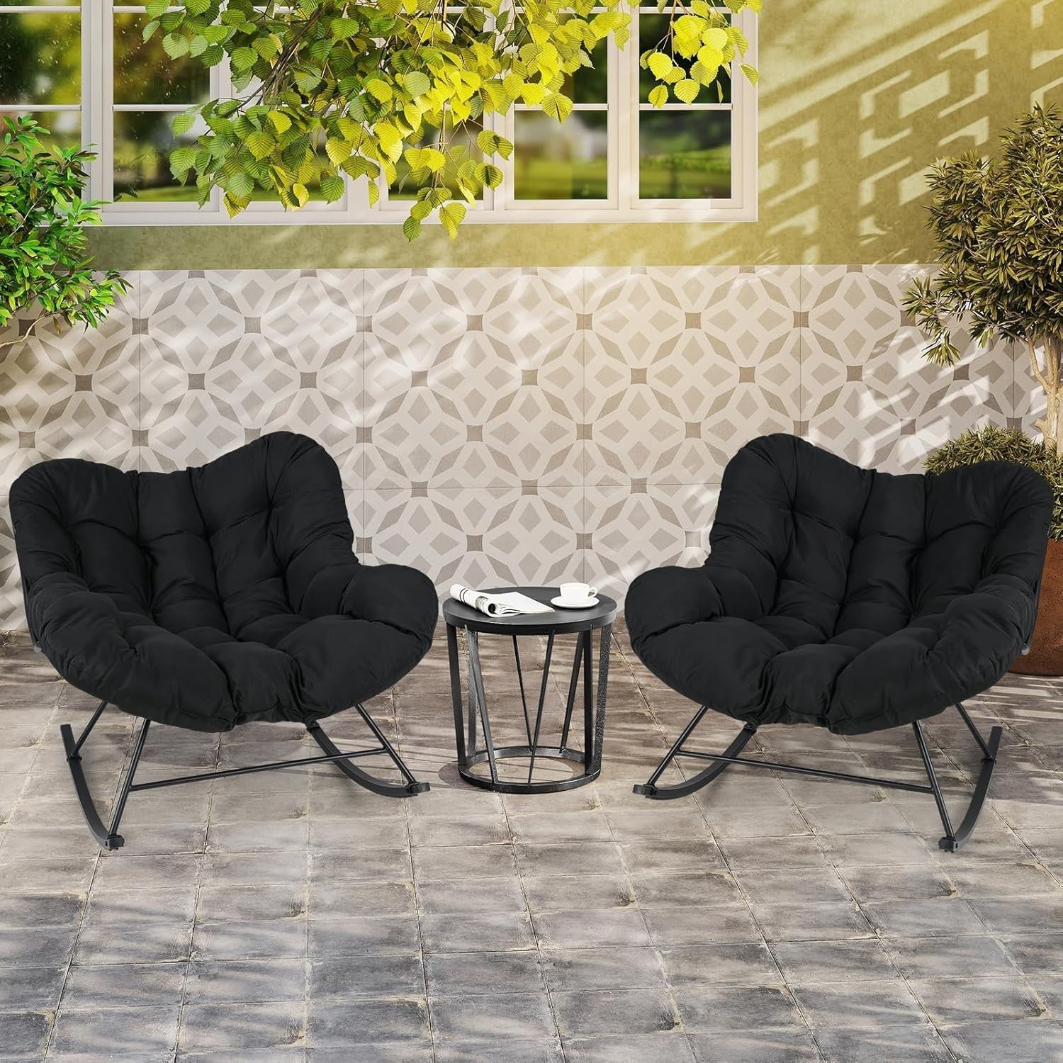 Oversized Egg Rocking Chair Outdoor Indoor Thick Cushion Comfy Seat